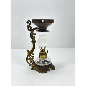 ANTIQUE MINI PATENT MEDICINE OIL LAMP VAPO CRESOLENE BLOWN MILK GLASS VAPORIZER